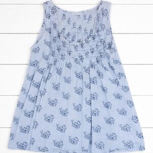Linen CP Shades Linen Tank Top Blue Floral Small Pintucking Pia Sleeveless Top
